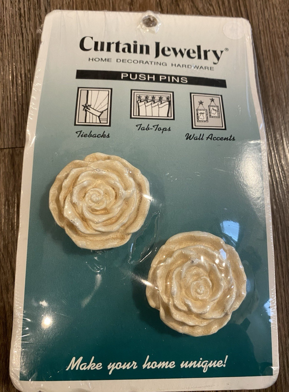 Curtain Jewelry Rose Cream Push Pins Drapery Tie Backs or for Hanging Wall Art